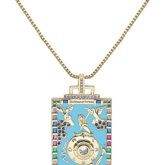 Tarot Card Necklace Gold Plated Vintage Necklace Good Luck Amulet Tarot Pendant - Picture 1 of 8